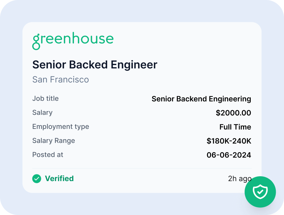 The record marked verified, its fields normalized against the source posting