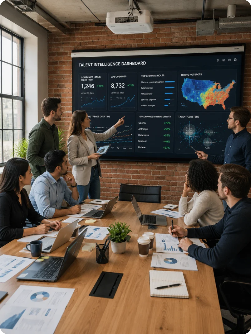 A quant research desk reading hiring signals across companies in real time